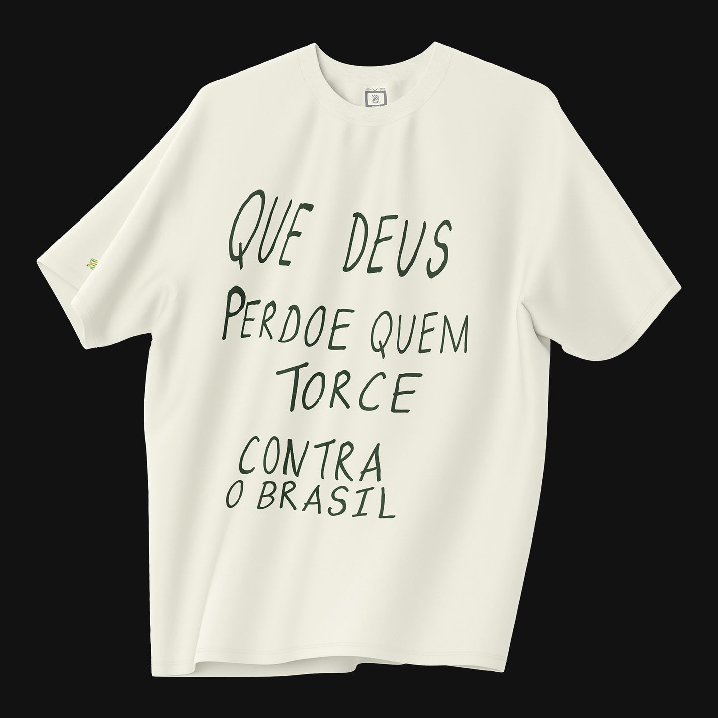 Camiseta Over - Que Deus perdoe os antis - Off-white