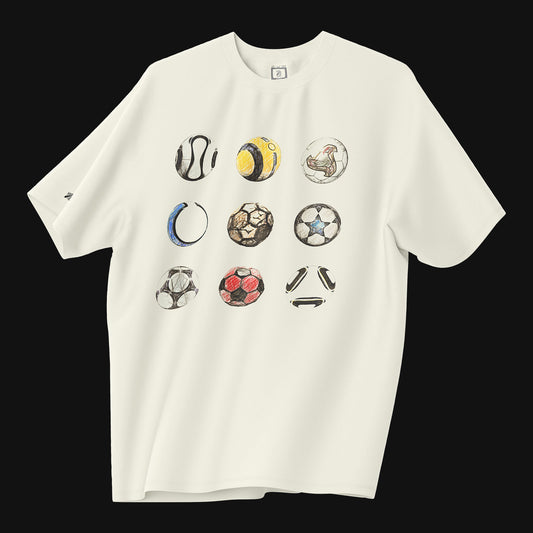 Camiseta Over - Quem chuta busca - Off-white Colorida - Apenas Frente