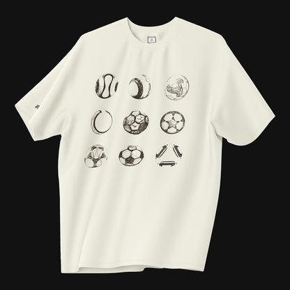 Camiseta Over - Quem chuta busca - Off-white Monocromática - Apenas Frente