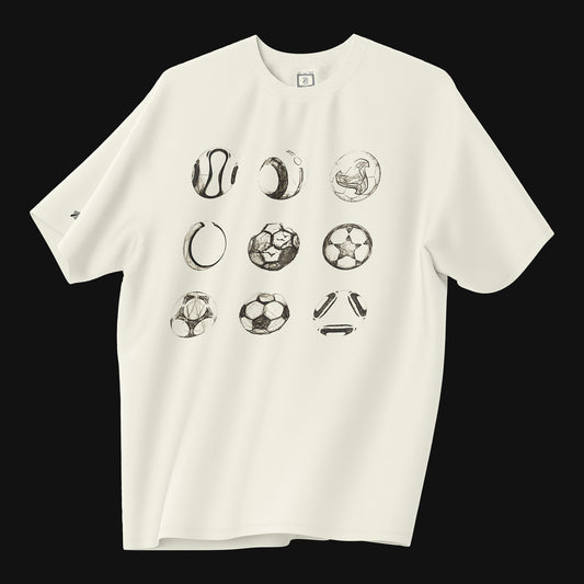 Camiseta Over - Quem chuta busca - Off-white Monocromática - Apenas Frente